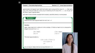 Chapter 4 Derivative Applications Section 411 Linear Approximations Example 2 [upl. by Nesiaj]