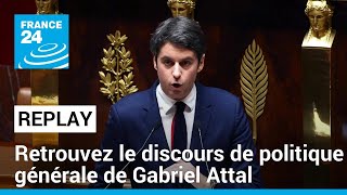 REPLAY  Discours de politique générale du premier ministre Gabriel Attal • FRANCE 24 [upl. by Chambers880]