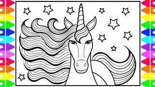 How to Draw a Unicorn for Kids 🦄💜💛💖💚 Unicorn Drawing  Unicorn Coloring Pages for Kids [upl. by Terpstra]