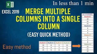 Easy way to merge date from multiple columns into a single column  Excel 2019 [upl. by Brittany]