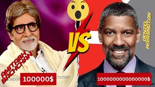 Amitabh Bachchan vs Denzel Washington  Net Worth Career Lifestyle amp Achievements Comparison [upl. by Nairda]