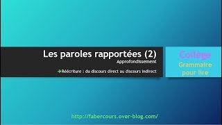 Les paroles rapportées 2 Approfondissement  réécriture discours direct à indirect [upl. by Henley625]