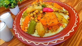 Couscous Recipe with vegetables  One of the most delicious dishes in Moroccan cooking [upl. by Neysa]