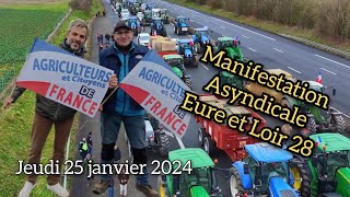 Manifestation ASYNDICALE en Eure et Loir du 25 janvier 2024 [upl. by Charlot844]