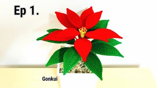 Crochet flower  Easy Crochet Poinsettia  Crochet Christmas flower Ep1 Petals A crochetflower [upl. by Desirea]