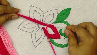 new fantasy flower embroidery design with 3D embroidery stitches for beginners [upl. by Ia865]