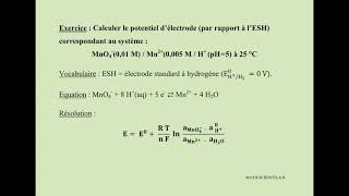 Equation de Nernst  Potentiel délectrode  Exercice 3 niveau universitaire [upl. by Einal]