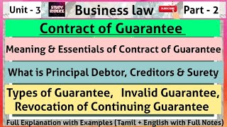 Contract of Guarantee  Meaning Essentials Types Invalid amp Revocation of Guarantee Part 2 [upl. by Kean]