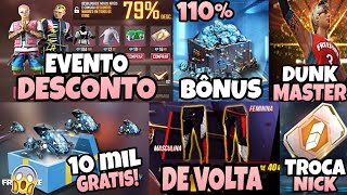 DATA DO BÔNUS 110 NÍVEIS DE DESCONTO DUNK MASTER ANGELICAL VERMELHA  NOVIDADES FREE FIRE [upl. by Yggep619]