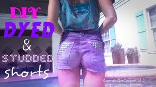 DIY Ombre Distressed Studded Shorts  CloeCouture [upl. by Giorgi831]