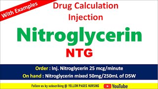 Nitroglycerine infusion drip calculation  Nitroglycerine infusion calculation  Inj NTG drip [upl. by Laenej]