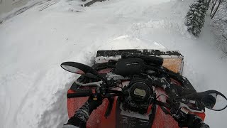 ATV Arctic Cat Alterra 700 snow plowing POV [upl. by Ennazzus839]