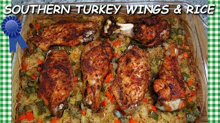 The BEST Baked Southern Cajun Turkey Wings amp Rice Casserole Recipe  Soul Food [upl. by Naivaf]