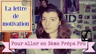 LA LETTRE DE MOTIVATION POUR ALLER EN 3ème Prépa Pro  Quelques conseils [upl. by Nonohcle235]