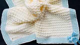 WOW 🤩 ES PRECIOSA Manta colchita o sabanitas para bebe tejida a crochet paso a paso con orilla [upl. by Baxy]