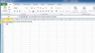 Excel 2010  Mehrzeilige Zellinhalte schreiben [upl. by Oiuqise481]