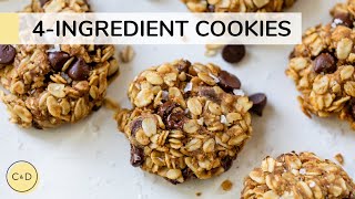 4 INGREDIENT PEANUT BUTTER OATMEAL COOKIES  healthy oatmeal breakfast cookies [upl. by Ahsie]