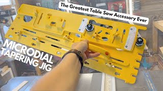 The Best Table Saw Accessory Youll Ever See  Microdial Tapering Jig [upl. by Nayrda]