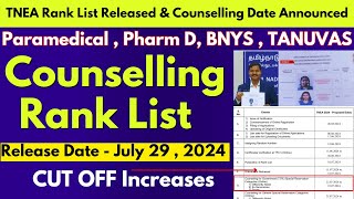 ❤️‍🔥Rank List amp Counselling Schedule Date Released  TN Paramedical Rank List 2024  Tanuvas 2024 [upl. by Nallek]