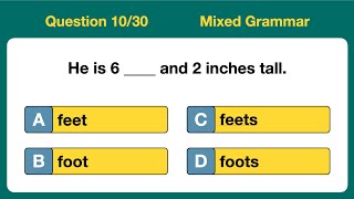 30 Mixed English Grammar Quiz  Test Your English Grammar english englishgrammar grammar [upl. by Talanian]