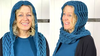 Chevron Hooded Scarf  Free Crochet Pattern [upl. by Tepper]