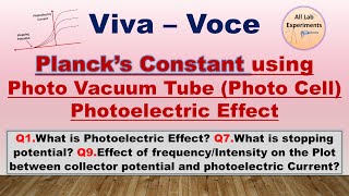 Planck Constant by Photo Vacuum Tube  VivaVoce  Photoelectric Effect [upl. by Auqkinahs]