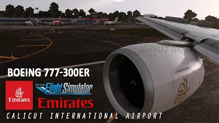 Emirates Boeing 777300ER landing at Calicut in Flight Simulator karipurairport [upl. by Llerot]