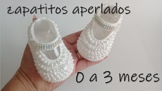 zapatitos aperlados para bebe a crochet 0 a 3 meses [upl. by Delora]