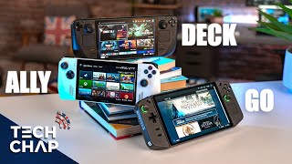 Steam Deck OLED vs ROG Ally vs Legion Go  BEST Gaming Handheld in 2024 [upl. by Grimonia]