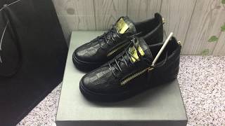 GIUSEPPE ZANOTTI Black Serpentine Lowtop sneaker UNBOXING AND REVIEW [upl. by Tevlev]