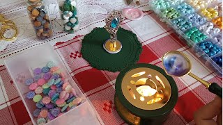 Wax sealing 🌸 ASMR to help you sleep no talking  stamp kit shopping haul from TEMU 🧡 [upl. by Nannarb]