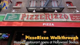 NEW PizzeRizzo Muppets Pizza shop opening day walkthrough at Disneys Hollywood Studios [upl. by Kenlay864]