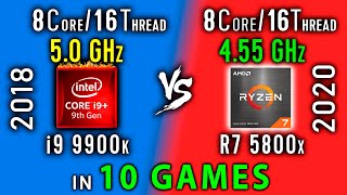 i9 9900k OC vs Ryzen 7 5800x Test in 10 Games or R7 5800x vs i9 9900k 50 GHz  DDR4 4266 MHz [upl. by Ariadne15]