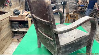 Wood Chair Restoration Bringing Life Back to an 80 Year Old Beauty with Woodworm Rot and Damage [upl. by Mchugh852]