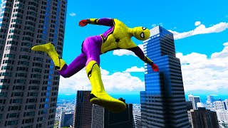 GTA 5 Epic Ragdoll GREEN SPIDERMAN VS RED MINIONVS GREEN HULK Euphoria Physics amp Funny Fails [upl. by Aniv]