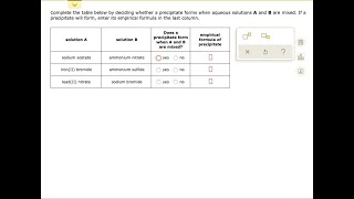 Complete the table below by deciding whether precipitate forms when aqueous solutions A and B are mi [upl. by Windham]