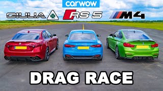 BMW M4 vs Audi RS5 vs Alfa Giulia Quadrifoglio DRAG RACE [upl. by Ballman]