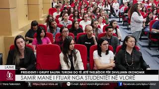 Samir Mane i ftuar nga studentët në Vlorë [upl. by Enerual]