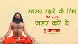 स्वस्थ रहने के लिए रोज सुबह जरूर करें ये 5 प्राणायाम  Swami Ramdev [upl. by Caraviello891]