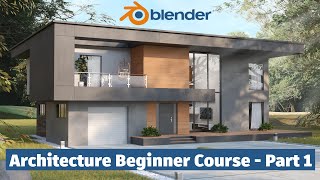 Modern house in Blender  Full tutorial series  Part 1 [upl. by Ateinotna261]