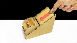 DIY Coin Bank Box from Cardboard at home  วิธีทำออมสินกังหันจากลังกระดาษ [upl. by Yedorb267]