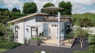 33x23 10x7 m Unique Cute Tiny House with Rooftop [upl. by Hgielhsa]