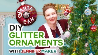 DIY Glitter Ornaments  Personalized on a Cricut [upl. by Atterbury]