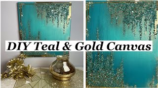 Easy DIY TealGold Canvas [upl. by Sanfred]