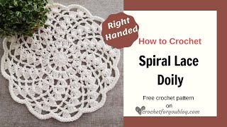 Beginner Friendly Spiral Lace Crochet Doily Tutorial  Free Pattern [upl. by Jarietta]