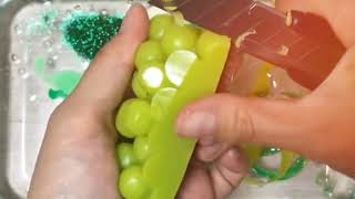 Gettin Glam Green Grape Slime Makeover ASMR asmr slimemixing soothingsounds [upl. by Mia101]