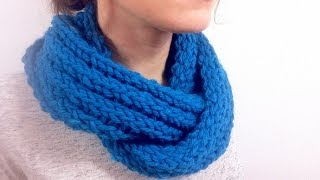 How to Loom Knit a Ribbed Infinity Scarf DIY Tutorial [upl. by Tedman33]