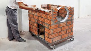 How to make a new pizza oven from red bricks and cement [upl. by Ardnuasac]