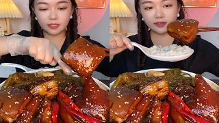 ASMR EP250 shiitake mushrooms eating challenges Eating pork delicious spicy fire noodles [upl. by Henri]