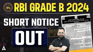 RBI Grade B 2024 Notification Update  RBI Grade B Short Notification amp Exam Date Out [upl. by Linzy]